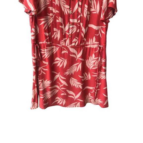 Loft Palm Print Side Tie Swing Fit Dress Size M/P - Picture 4 of 6
